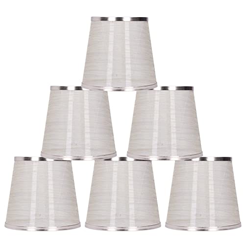 Pantalla de 6 piezas con forro de tela transparente, cubierta de luz con clip, pantallas de lámpara pequeñas para lámparas de mesa Pantalla de lámpara de pared de araña de cristal