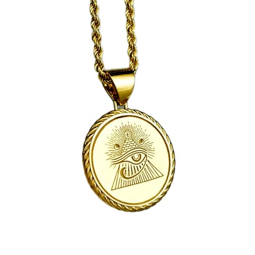 Pendentif Œil d'Horus en argent sterling plaqué or, l'excellence de la maille corde