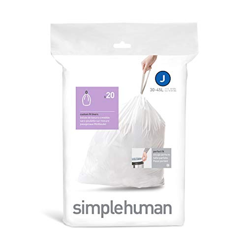 Image of simplehuman Trash Can Liner J, 38-40 Liters /10-10.5 Gallons, 20-Count Bag (Pack of 4)