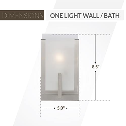 Image of Generation Lighting 1-Light Syll Bath Fixture Wall Lamp (Brushed Nickel) 4130801-962 | Bathroom Light Fixture for Home Decor | Vanity Light Fixture Uses Candelabra E12 Standard or LED Light Bulbs