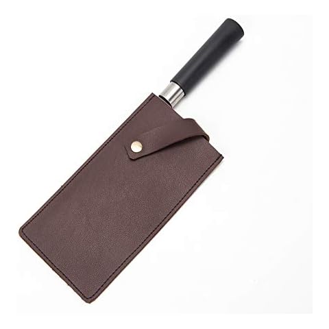 HERSENT PU Leather Meat Cleaver Sheath, Waterproof Wide Knife Protectors, Durable Butcher Chef Knife Edge Guards, Heavy Duty Cleaver Covers (Dark Brown -PU Leather) Cover