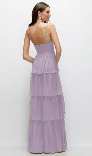 YMSHA Spaghetti Straps Bridesmaid Dresses with Slit A Line Sweetheart Layered Formal Dress YMS4352
