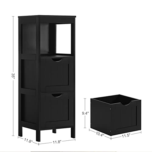 Reettic Narrow Bathroom Storage Cabinet With 3 Removable Drawers, Diy, Free Standing Side Storage Organizer For Bedroom, Living Room, Entryway, 11.8" L X 11.8" W X 35" H, Black Bysg102B #TOP6