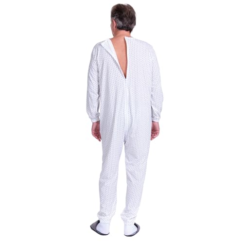 FERRUCCI COMFORT Pyjama sanitaire col rond avec fermeture éclair sur le dos - 9017 - pour personnes âgées, Alzheimer, Incontinence, Pour homme., XL – vue 4