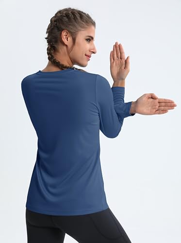 Image of MAGCOMSEN Sun Shirts for Women Long Sleeve SPF Shirt V-Neck UPF 50+ UV Prontection Quick Dry Top for Workout Hiking Swim