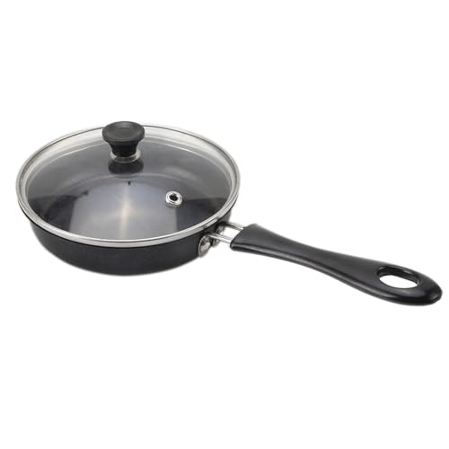 SunshineFace Sartén antiadherente de acero inoxidable con tapa, mango resistente al calor, para camping, utensilios de cocina de piedra, 16 cm