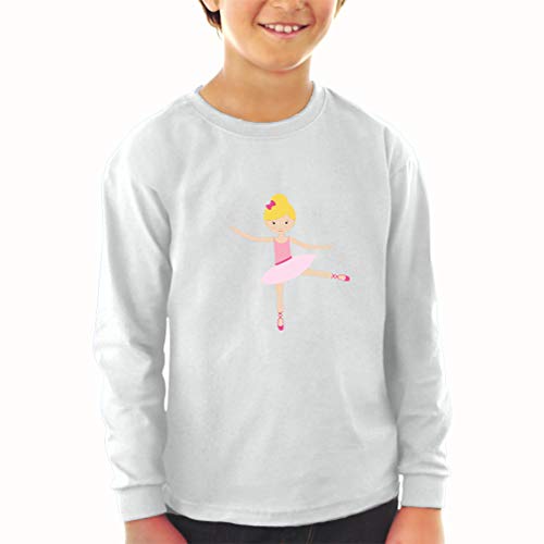 Kids Long Sleeve T Shirt Ballerina Dance 1 Bun Pink Bow Blonde Cotton Boy & Girl Clothes Funny Graphic Tee Soft Pink Design Only 4T2