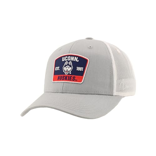 Connecticut Huskies NCAA Officially Licensed Snapback Hat Big Rig Patch Gray White Switchback