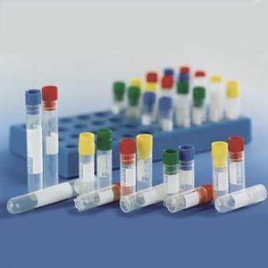 123263 Polypropylene Cryogenic Vial, Sterile, Conical Bottom, Starfoot Base, Internal Thread Natural Cap, ID Field, 1 mL Capacity (Pack of 500)