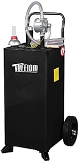 TUFFIOM 30 Gallon Gas Caddy w/Wheels, Fuel Transfer Tank Gasoline Diesel Can Reversible Rotary Hand Siphon Pump, Portable Fuel Storage Tank For Automobile ATV Car Mower Tractor Boat Motorcycle(Black)