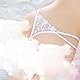 KONFEN Damen Erotische Mesh Höschen, Spitze Offener Schritt Unterhosen Crotchless Reizwäsche, Ouvert Slip Strings Niedrige Taille Thongs, Blumenmuster Dessous Panty Hipster, Weiß, Einheitsgröße