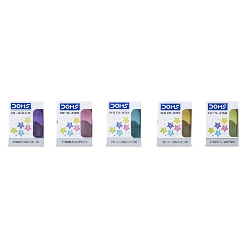Image of DOMS Multicoloured Dust Collector Sharpener Blister Pack of 20