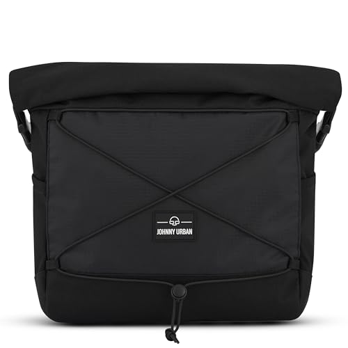 Johnny Urban Umhängetasche Herren & Damen Schwarz - Dylan - Schultertasche mit Rolltopfunktion - Mögliche Erweiterung für Allen Travel Reiserucksack - Wasserabweisend