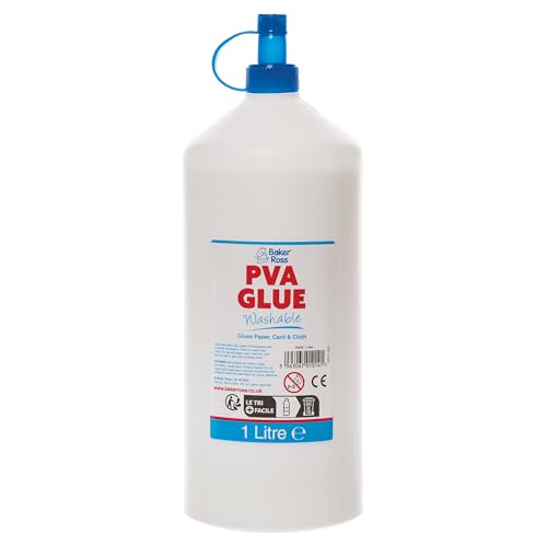 Baker Ross FN078 Washable PVA Glue - Pack of 1 Bottle 1 Litre Multipurpose Glue Wood Paper Card School Supplies