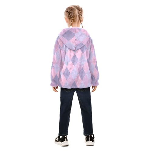 GuoChe Plaid Purple Pink Blue Boy Hooded Fleece Jacket4