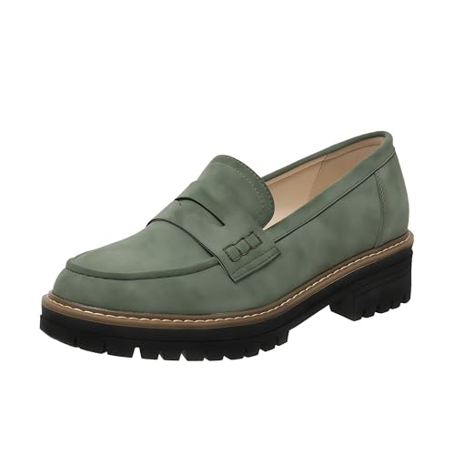 Image of Womens Penny Loafer ShoesSuede Chunky Oxford LUE Sole Comfortable Slip On for Casual Business,Work and Date