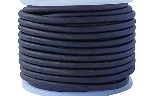 Cords Essentials Round Genuine Leather String Cord, Rope for Jewelry Making Necklaces, Bracelets, Kumihimo Braiding, Wraps