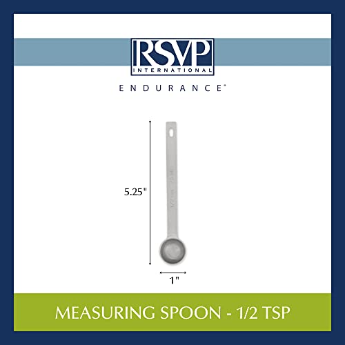 Rsvp International Endurance Kitchen Collection Open Stock Measuring Spoon, Stainless Steel, Dishwasher Safe, 0.5-Teaspoon #TOP4