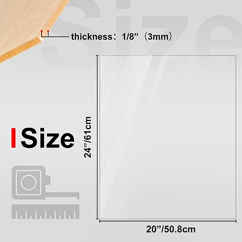 Image of KINLINK 20x24 Plexiglass Sheets 1 /8 inch Thick, 3mm Clear Cast Acrylic Sheet, Plastic Board for DIY Project, Craft, Window Glass, Table Top, Picture Frame, Acrylic Sign and Wedding Invitation 4 Pack