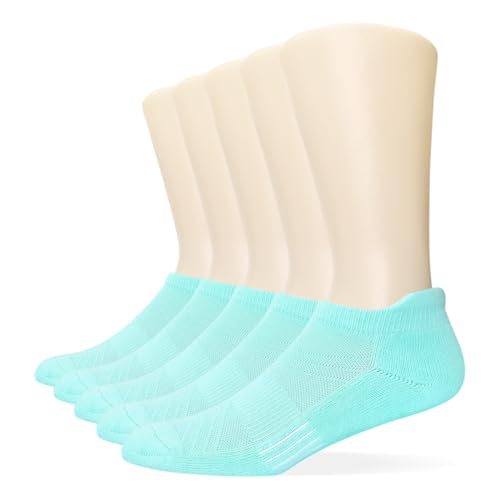 Image of Women's & Men's Breathable Athletic Running Low Cut Socks Cotton Cushioned Ankle Tab Socks, 5 Pairs
