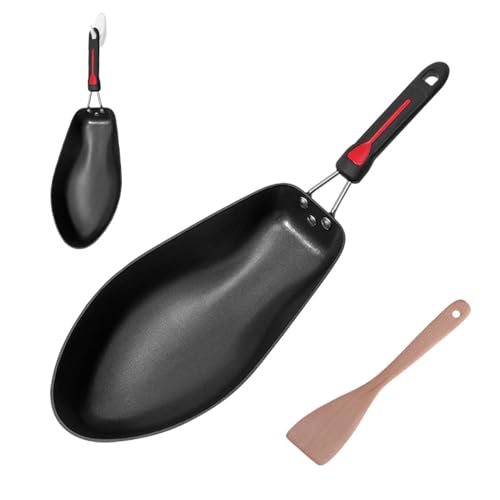 Antihaft-Fischpfanne, ovale Bratpfanne, Keramik-Fischpfanne mit Holzspatel, PFAS-, Induktionskompatibel, schnelles Erhitzen, einfache Reinigung, ideal für ganze Fische und Filets, leichtes und