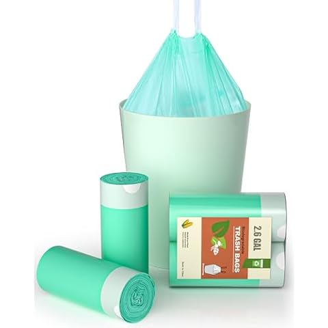 AYOTEE Small Trash Bags, 2 Gallon Trash Bag Drawstring Compostable Trash Bags, 50 Count Small Garbage Bags Bathroom Trash Bags Compost Bags Waste Basket Liners for Bathroom, Office, Pet (Green) Cover