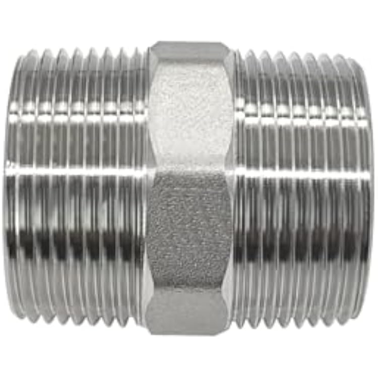 Beduan 1.5 Male NPT Nipple Hex 304 Stainless Steel Pipe Fitting (Pack of 1)