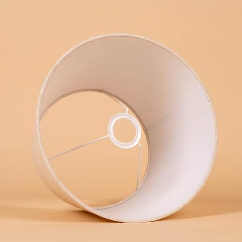 Image of Divine Trends Cotton Off White Tapered Lamp Shade 12 inch Inches Bottom Diameter Compatible with E27 & E14 Holders (Pack of 1)