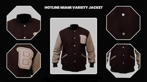 Bomber Jacket Men/Women | Varsity Jacket Men | Brown Hotline Miami Letterman Jacket Made of Wool4