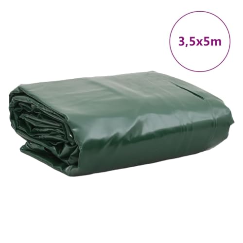 vidaXL Abdeckplane, Plane Abdeckung Reißfest Wasserfest, Schutzplane UV-Beständig Schimmelbeständig, Schutzhülle Zeltplane, Grün 3,5x5m 650 g/m²