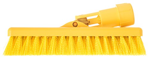 Image of SPARTA 363883103 Plastic Block Swivel Scrub Brush, Polyester Bristles, 1 inch Bristle Trim, 8 inch Length x 3-1 /2 inch Width, Yellow /White
