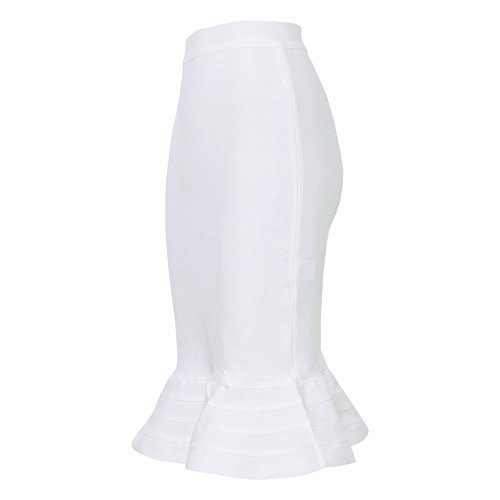Hlbandage Mermaid Fishtail High Waist Rayon Bandage Pencil Skirts(S, White) #TOP2