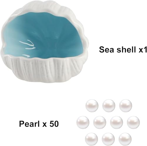 Image of RUIAN Cute Aquarium Decorations Ceramic Conch Shell-Shaped House Thematic Betta Fish Tank Accessory Decor Ornament Hideout Cave for Fish Playing or Hiding (Blue-Small)