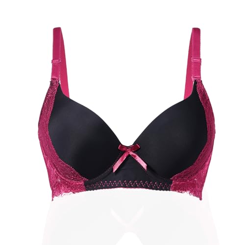 Image of YooMee Push Up Bra for Women,Lace Bras with Underwire Cups,Comfort Padded T-Shirt Bra Add One Cup