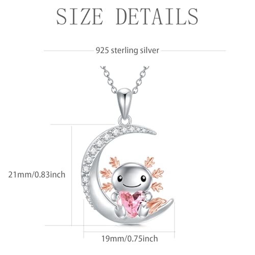 Image of PROESS Animal Birthstone Necklace 925 Sterling Silver Otter /Axolotl /Hippo /Elephant /Dachshund /Monkey /Red Panda Pendant Necklace Animal Birthstone Jewelry Gifts for Women
