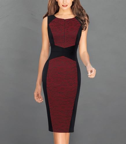 Image of VFSHOW Womens Front Zipper Work Business Office Bodycon Dress Elegant Professional Career Church Party Pencil Sheath Dress