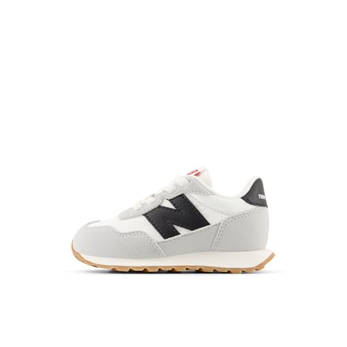 New Balance Kids 237 Bungee Sneaker, WHITE/BLACK, 10 M