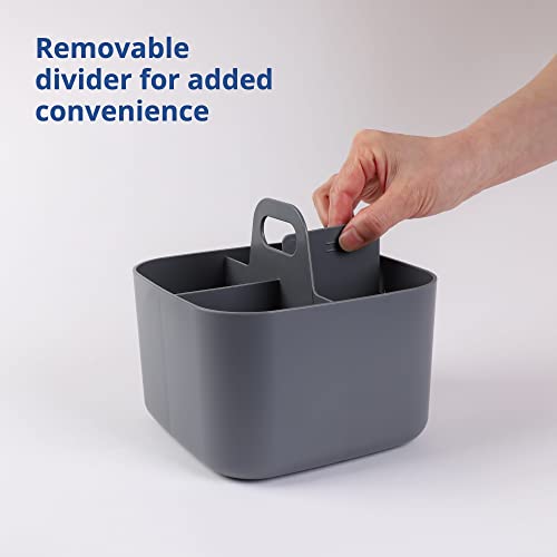BLUE GINKGO Stackable Organizer Caddy - Korean-Made Portable Tote for Bathroom Office, Crafts, or School Supplies (Square, Grey) - Image 4