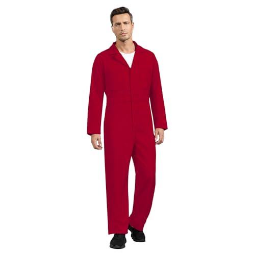 wyefeu Navy Blue Jumpsuit for Men Adult Coveralls Costume (Red L)