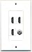 RiteAV - 3 x HDMI and 1 x Coax Cable TV F Type Port Wall Plate Decorative - White