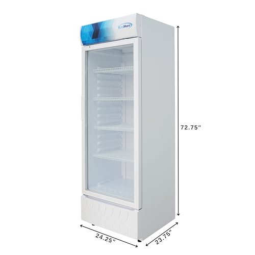 Image of KoolMore KM-MDR-1GD-12CWH 24 in. One-Door Commercial Merchandiser Refrigerator in White,12 cu. ft. ETL Listed for Safety and Sanitation