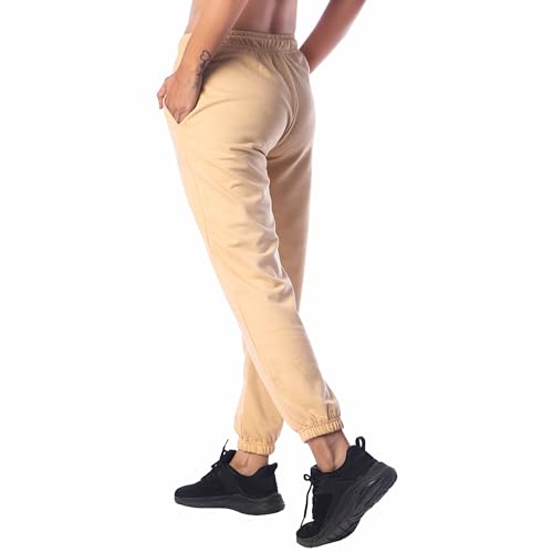 Image of London Hills Women's High Rise Cotton Blend Regular Fit Joggers Track Pants Solid Track Pants
