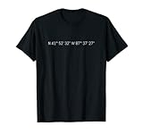 Chicago GPS Coordinates Exact Map Location USA T-Shirt