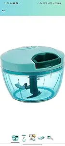 BLASBEAM Polypropylene Mini Handy and Compact Chopper with 3 Blades for Effortlessly Chopping Vegetables and Fruits for Your Kitchen Green, 450 ml