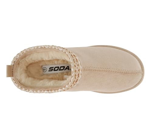 Image of Soda inchEagle inch ~ Women Round Toe Slip-On Flatform Lug Sole Sherpa-lined Slipper with Stitch Details