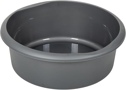 Image of HOCHSTE® Addis Washing Up Bowl 7.7L, Fits Most Kitchen Sinks, BPA-Free Plastic, High Gloss Finish, Easy Clean & Durable with Raised Feet for Drainage, Holds 10-Inch Plate (Metallic Grey)