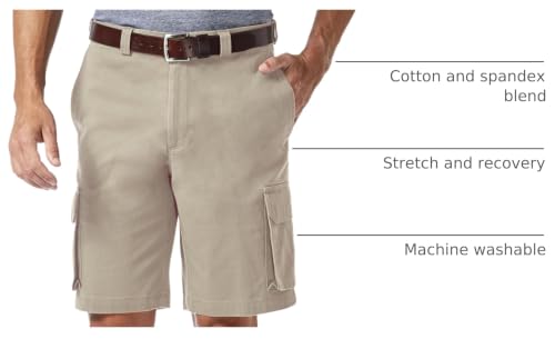 Haggar Men's Stretch Comfort Cargo Flat Front Short, Putty, 40 - image 4