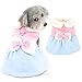 Ranphy Fleece Lined Pet Dress for Small Dogs Girl Puppy Skirt with Bowknot and Fuzzy Collar Puppy Cold Weather Coat Holiday Party Costume with D-Ring Chihuahua Yorkie Cat Apparel,Pink,XS