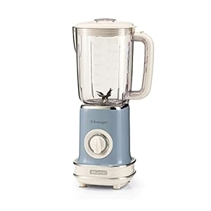 Ariete 568/13 Vintage blender, gemakkelijk op te bergen, 500 W, kan 1,5 l, kunststof container, 6 messen van roestvrij staal, 2 snelheden, puls, dubbele veiligheid, blauw