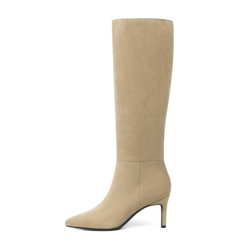 Image of Easyfox Knee High Boots Women Pointed Toe Stiletto Heel Tall Boots